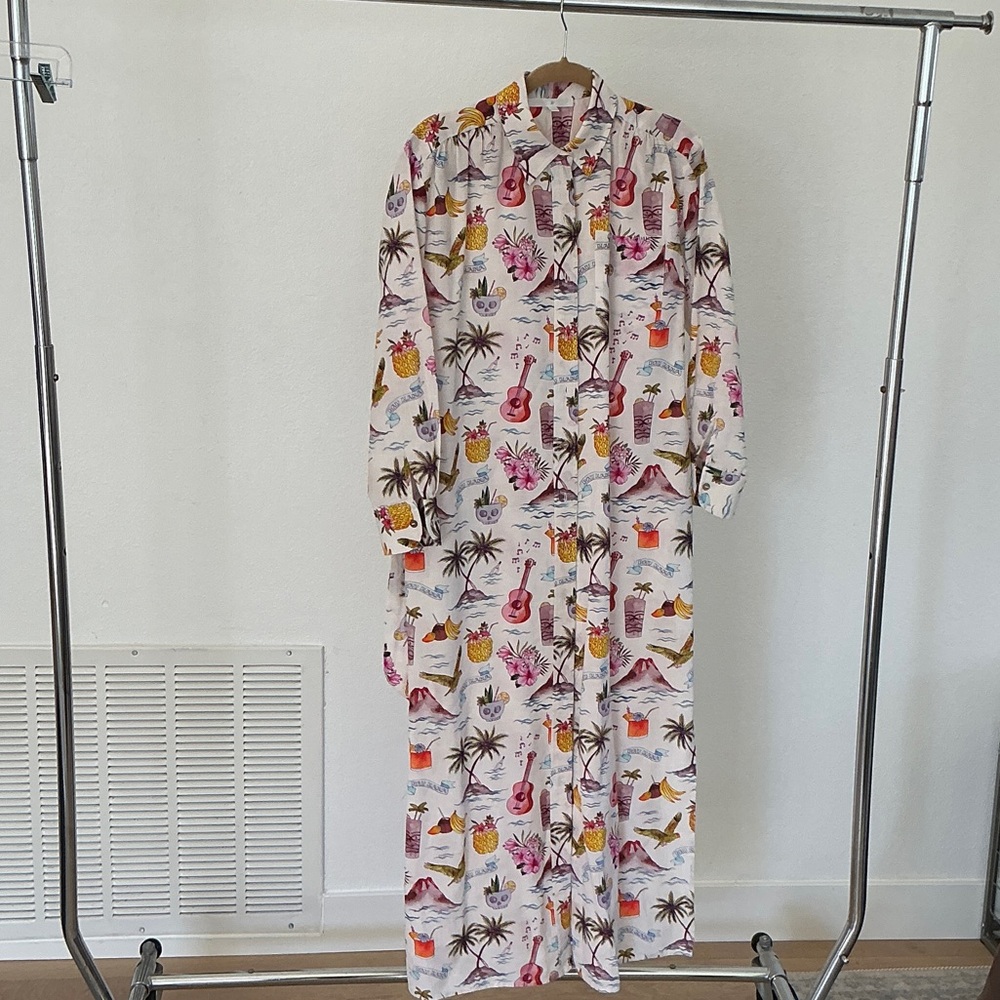 Tropical Print Midi Dress
